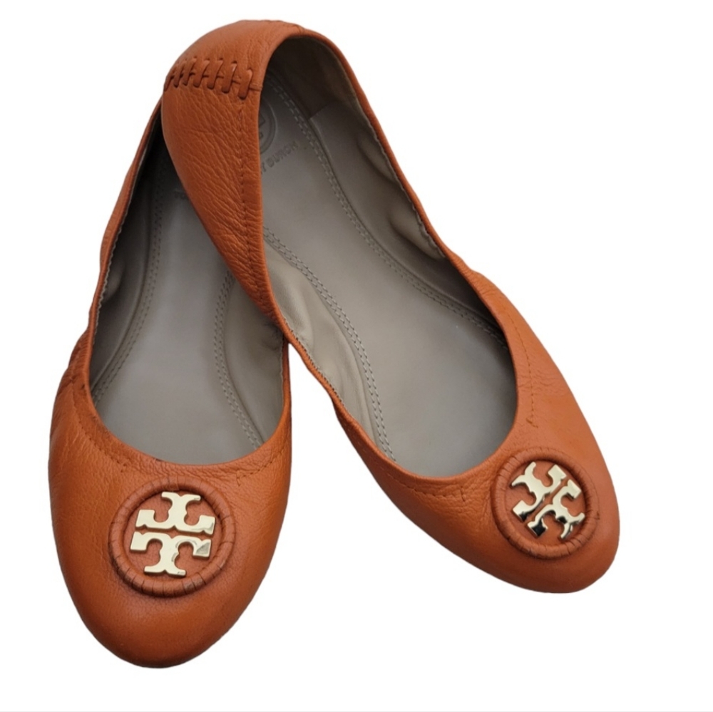 Tory Burch orange Allie ballerina flats, sz 8